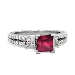 Ruby Classic 5Mm Square Engagement 14K White Gold ring R26435SQ