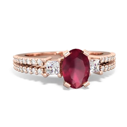 Ruby Classic 7X5mm Oval Engagement 14K Rose Gold ring R26437VL