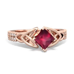 Ruby Celtic Knot 5Mm Square Engagement 14K Rose Gold ring R26445SQ