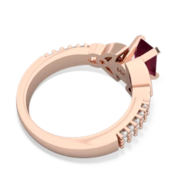 Ruby Celtic Knot 7X5 Emerald-Cut Engagement 14K Rose Gold ring R26447EM