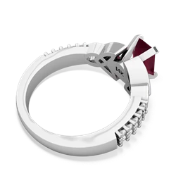 Ruby Celtic Knot 7X5 Emerald-Cut Engagement 14K White Gold ring R26447EM