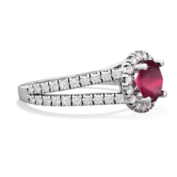 Ruby Pave Halo 14K White Gold ring R5490