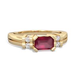Ruby Art Deco East-West 14K Yellow Gold ring R2590
