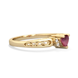 Ruby Filligree Scroll Heart 14K Yellow Gold ring R2429