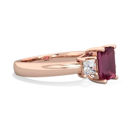 Ruby Diamond Three Stone Emerald-Cut Trellis 14K Rose Gold ring R4021