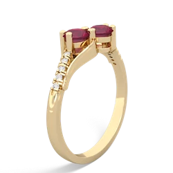 Ruby Infinity Pave Two Stone 14K Yellow Gold ring R5285