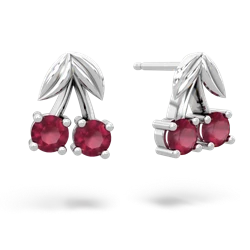 Ruby Sweet Cherries 14K White Gold earrings E7001