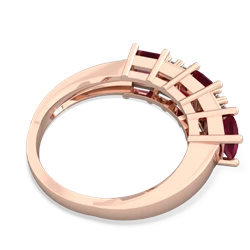Citrine Three Stone Diamond Cluster 14K Rose Gold ring R2592