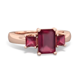 Citrine Three Stone Emerald-Cut Trellis 14K Rose Gold ring R4021