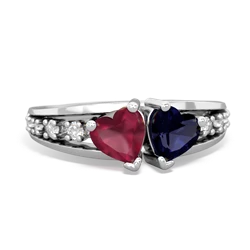 Ruby Heart To Heart 14K White Gold ring R3342