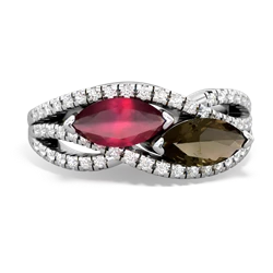 Ruby Diamond Rivers 14K White Gold ring R3070