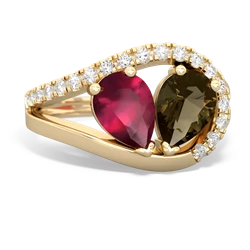 Ruby Nestled Heart Keepsake 14K Yellow Gold ring R5650