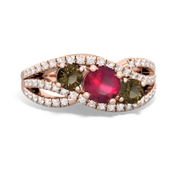 Ruby Three Stone Aurora 14K Rose Gold ring R3080
