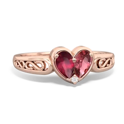 Ruby Filligree 'One Heart' 14K Rose Gold ring R5070