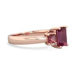 Ruby Three Stone Emerald-Cut Trellis 14K Rose Gold ring R4021