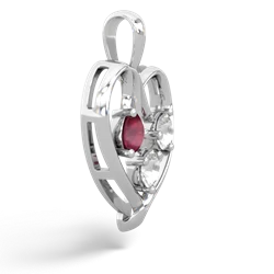 Ruby Glowing Heart 14K White Gold pendant P2233