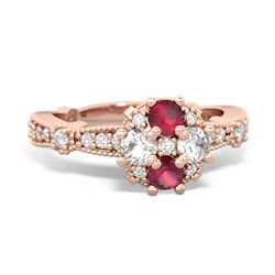 Ruby Sparkling Tiara Cluster 14K Rose Gold ring R26293RD