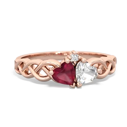 Ruby Heart To Heart Braid 14K Rose Gold ring R5870