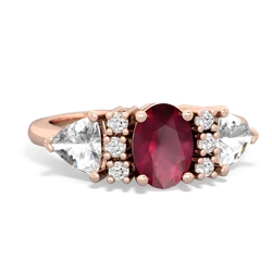 Ruby Antique Style Three Stone 14K Rose Gold ring R2186