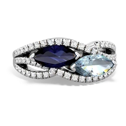 Sapphire Diamond Rivers 14K White Gold ring R3070