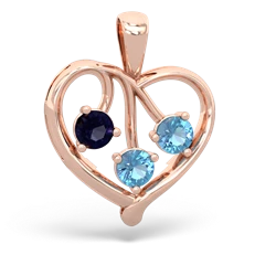 Sapphire Glowing Heart 14K Rose Gold pendant P2233