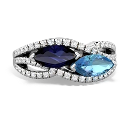 Sapphire Diamond Rivers 14K White Gold ring R3070