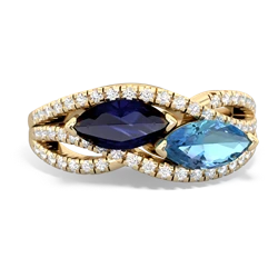 Sapphire Diamond Rivers 14K Yellow Gold ring R3070