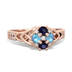Sapphire Celtic Knot Cluster Engagement 14K Rose Gold ring R26443RD