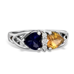 Sapphire Celtic Knot Double Heart 14K White Gold ring R5040