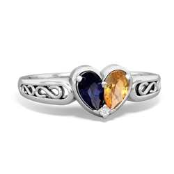 Sapphire Filligree 'One Heart' 14K White Gold ring R5070