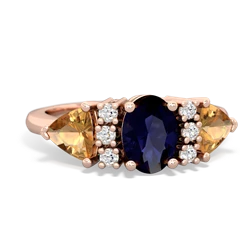 Sapphire Antique Style Three Stone 14K Rose Gold ring R2186