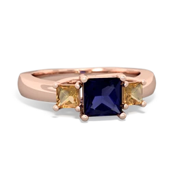 Sapphire Three Stone Trellis 14K Rose Gold ring R4015