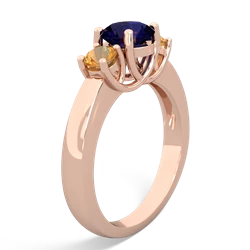 Sapphire Three Stone Round Trellis 14K Rose Gold ring R4018