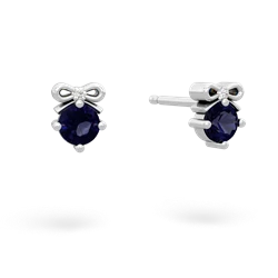 Sapphire Diamond Bows 14K White Gold earrings E7002