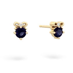Sapphire Diamond Bows 14K Yellow Gold earrings E7002