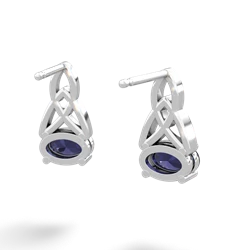 Sapphire Celtic Trinity Knot 14K White Gold earrings E2389