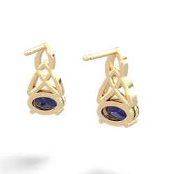 Sapphire Celtic Trinity Knot 14K Yellow Gold earrings E2389