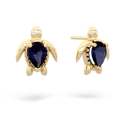 Sapphire Baby Sea Turtle 14K Yellow Gold earrings E5241