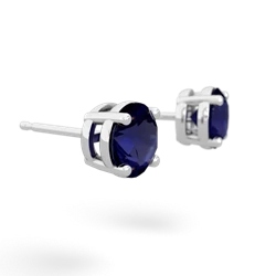 Sapphire 6Mm Round Stud 14K White Gold earrings E1786