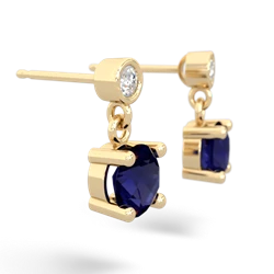 Sapphire Diamond Drop 6Mm Round 14K Yellow Gold earrings E1986