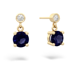 Sapphire Diamond Drop 6Mm Round 14K Yellow Gold earrings E1986