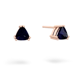 Sapphire 5Mm Trillion Stud 14K Rose Gold earrings E1858