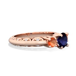 Sapphire Art Deco Eternal Embrace Engagement 14K Rose Gold ring C2003
