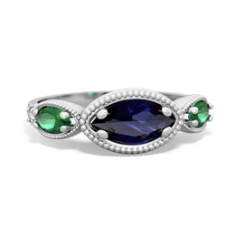 Sapphire Milgrain Marquise 14K White Gold ring R5700