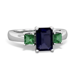 Sapphire Three Stone Emerald-Cut Trellis 14K White Gold ring R4021