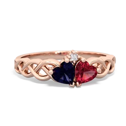 Sapphire Heart To Heart Braid 14K Rose Gold ring R5870
