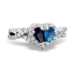 Sapphire Diamond Twist 'One Heart' 14K White Gold ring R2640HRT