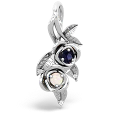 Sapphire Rose Vine 14K White Gold pendant P5680