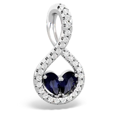 Sapphire Pave Twist 'One Heart' 14K White Gold pendant P5360