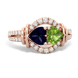 Sapphire Art-Deco Keepsake 14K Rose Gold ring R5630